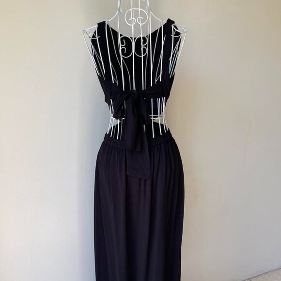 Aritzia Wilfred Pascale Open Back Tie Maxi Dress Black Size Medium - Picture 6 of 8